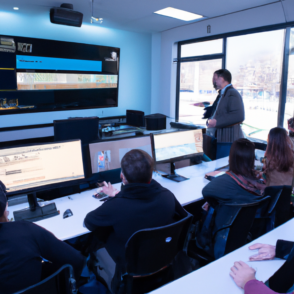 Aula virtual con estudiantes argentinos en clase en vivo, pantallas con interfaces de edición.